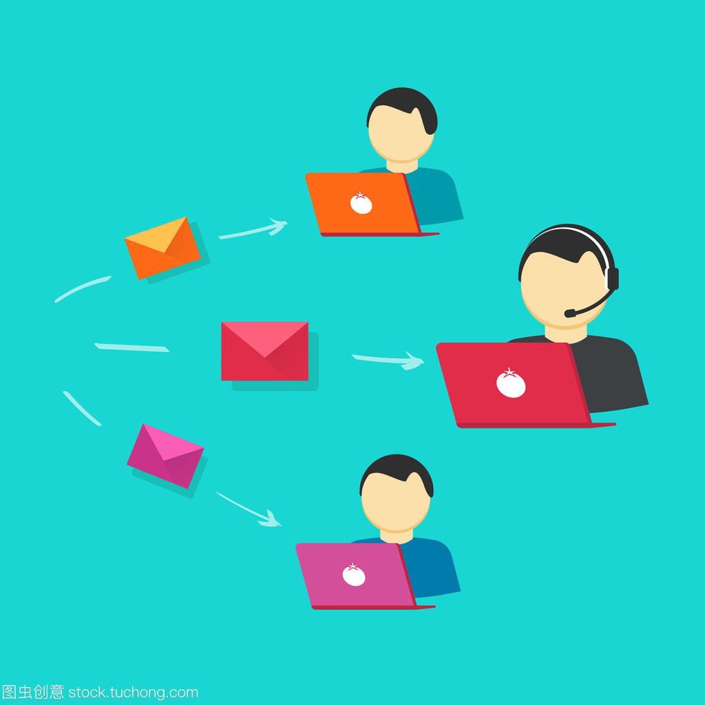 客户支持团队矢量 协助运营商、笔记型电脑与在线互联网助理服务的计算机系统解决方案